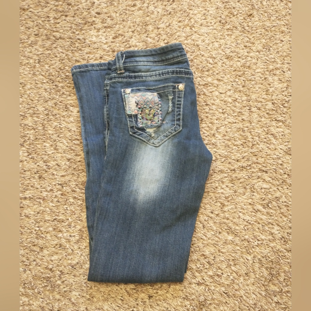 Grace In LA Patched Skinny Jeans